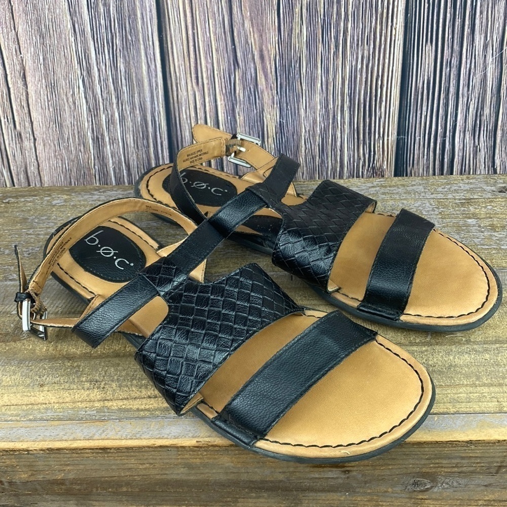 BOC Black Leather Sandals- Size 9